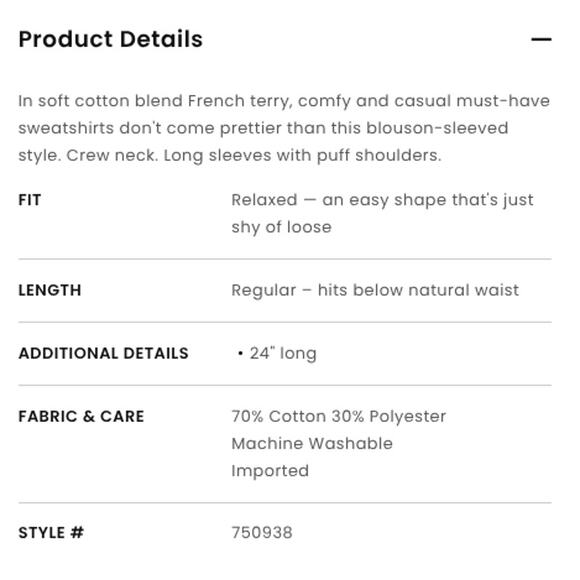 Loft SZ M Floral Puff Sleeve Sweatshirt Black - Picture 6 of 7